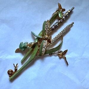 Kirk’s Folly Cattail Brooch Dragonfly Snail Frog Fairies